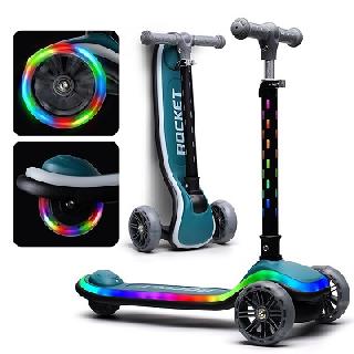 Самокат 3-колёсный ROCKET свет. колеса PU,нагрузка 50кг, цвет бирюзовый R0200 / 482602 Самокат 3-колёсный ROCKET свет. колеса PU,нагрузка 50кг, цвет бирюзовый R0200 / 482602